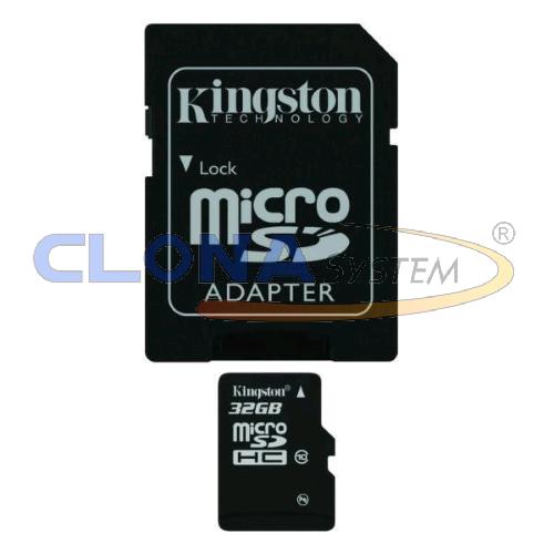 MICRO SDHC KINGSTON 32GB CL.10 + ADATTATORE