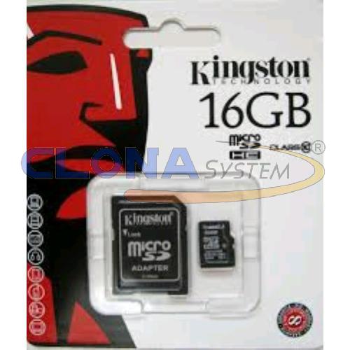 MICRO SDHC KINGSTON 16GB CL.10 + ADATTATORE