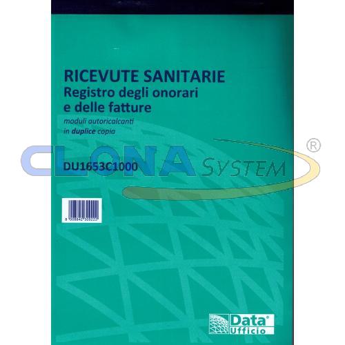 Ricevute Sanitarie registro degli onorari e delle fatture, blocco di 100/100 copie autoricalcanti, DATA UFFICIO DU1653C1000