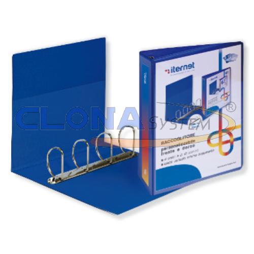 Raccoglitori personalizzabili a 4 anelli Iternet dorso 50mm blu