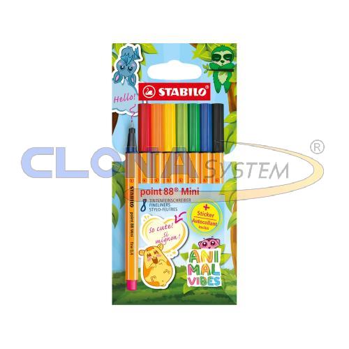 STABILO Fineliner Point 88 Mini 0.4mm 688/8-07 Animal Vibes 8 pezzi
